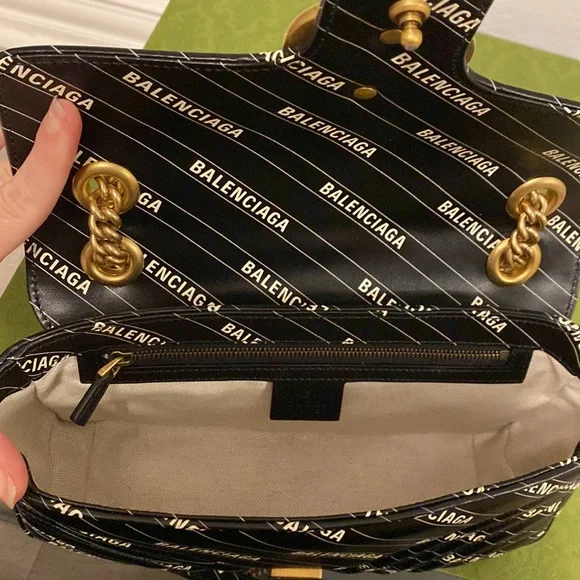 Gucci Hacker Project Limited Edition Balenciaga Print Leather Marmont GG Bag - Picture 12 of 15